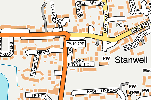 TW19 7PE map - OS OpenMap – Local (Ordnance Survey)