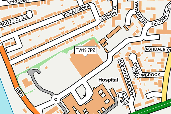 TW19 7PZ map - OS OpenMap – Local (Ordnance Survey)