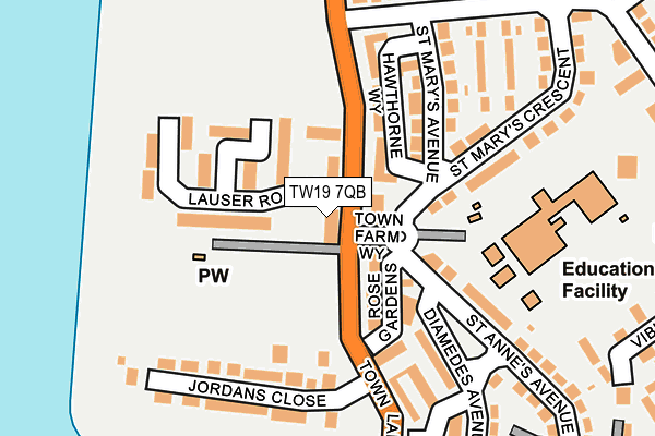 TW19 7QB map - OS OpenMap – Local (Ordnance Survey)