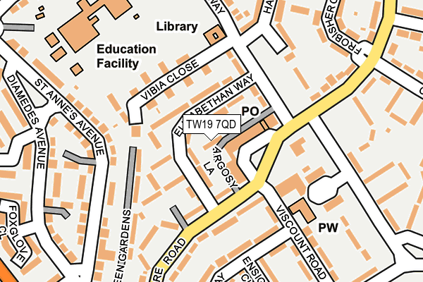 TW19 7QD map - OS OpenMap – Local (Ordnance Survey)