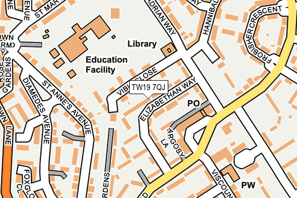TW19 7QJ map - OS OpenMap – Local (Ordnance Survey)
