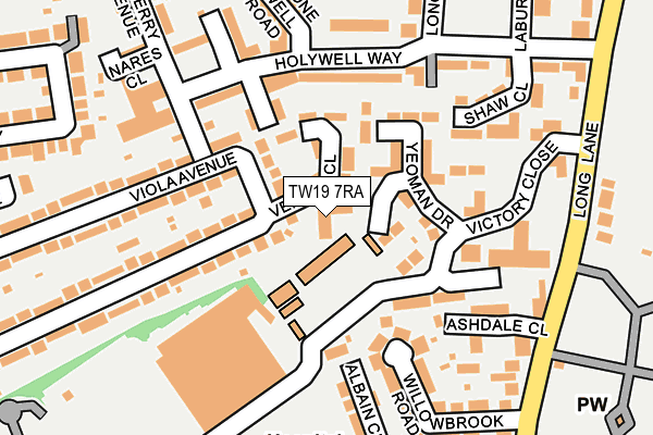 TW19 7RA map - OS OpenMap – Local (Ordnance Survey)