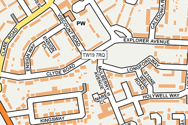 TW19 7RQ map - OS OpenMap – Local (Ordnance Survey)