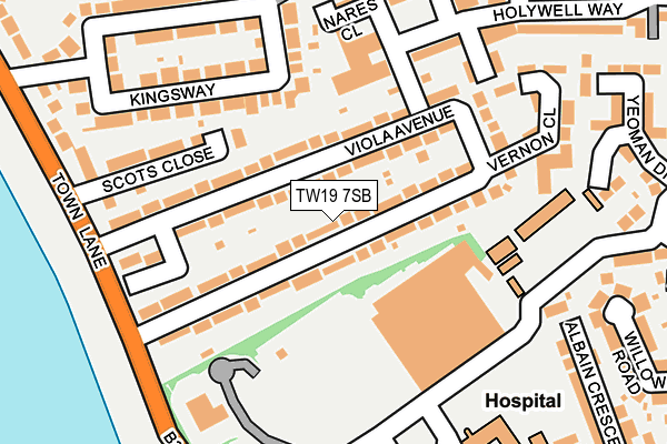 TW19 7SB map - OS OpenMap – Local (Ordnance Survey)