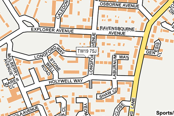 TW19 7SJ map - OS OpenMap – Local (Ordnance Survey)