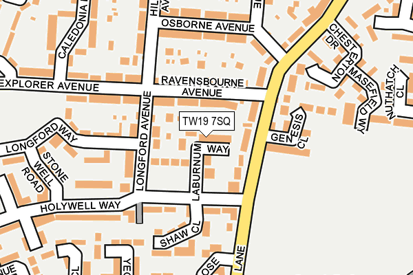 TW19 7SQ map - OS OpenMap – Local (Ordnance Survey)