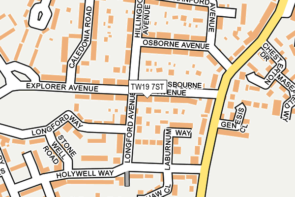 TW19 7ST map - OS OpenMap – Local (Ordnance Survey)