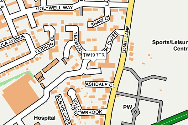 TW19 7TR map - OS OpenMap – Local (Ordnance Survey)
