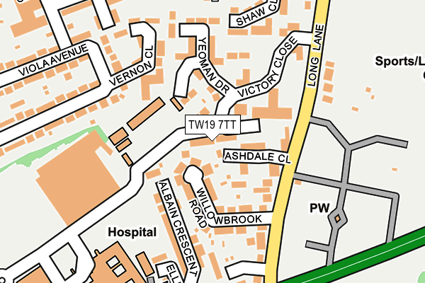 TW19 7TT map - OS OpenMap – Local (Ordnance Survey)