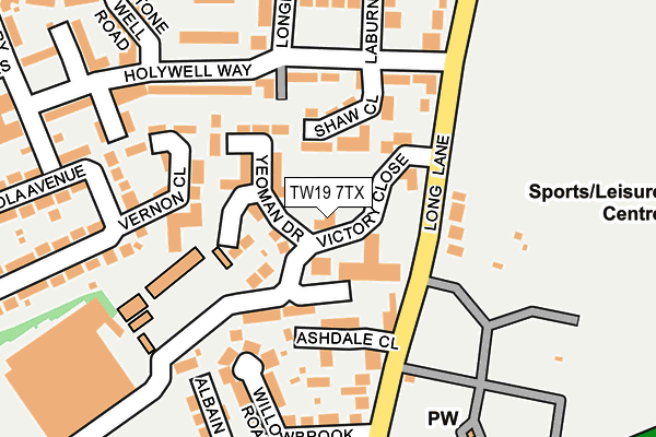 TW19 7TX map - OS OpenMap – Local (Ordnance Survey)