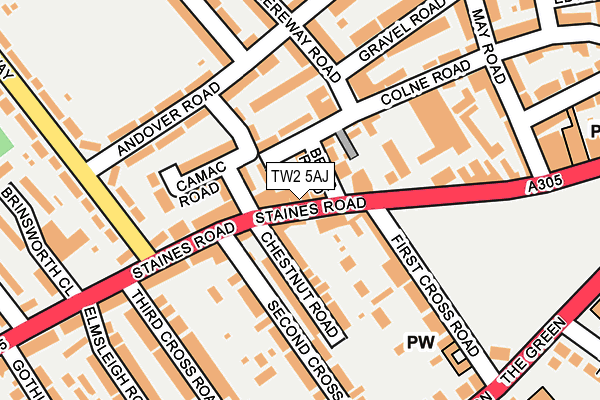 TW2 5AJ map - OS OpenMap – Local (Ordnance Survey)