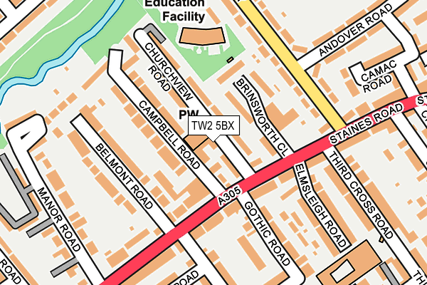 TW2 5BX map - OS OpenMap – Local (Ordnance Survey)