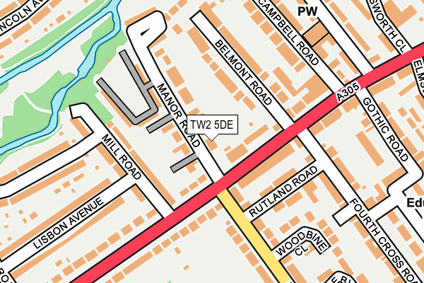 TW2 5DE map - OS OpenMap – Local (Ordnance Survey)