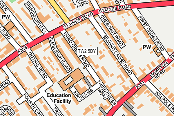 TW2 5DY map - OS OpenMap – Local (Ordnance Survey)