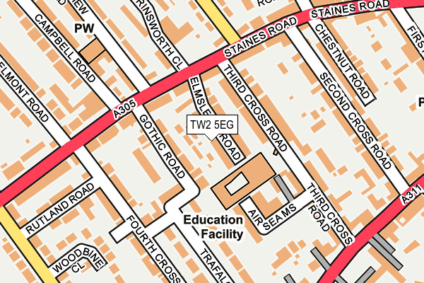 TW2 5EG map - OS OpenMap – Local (Ordnance Survey)