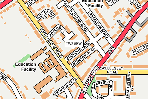 TW2 5EW map - OS OpenMap – Local (Ordnance Survey)