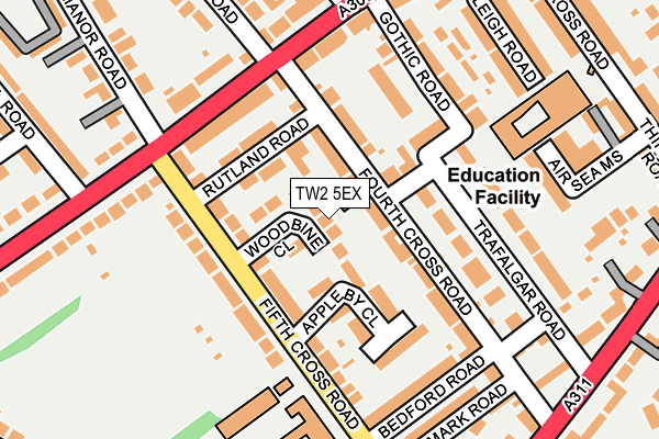TW2 5EX map - OS OpenMap – Local (Ordnance Survey)