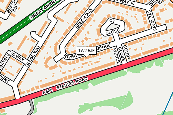 TW2 5JF map - OS OpenMap – Local (Ordnance Survey)