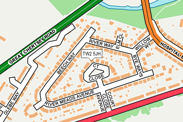 TW2 5JH map - OS OpenMap – Local (Ordnance Survey)