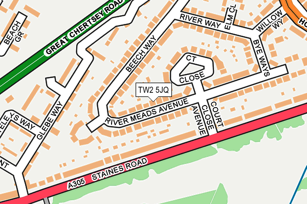 TW2 5JQ map - OS OpenMap – Local (Ordnance Survey)