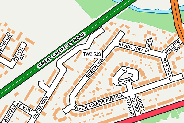 TW2 5JS map - OS OpenMap – Local (Ordnance Survey)