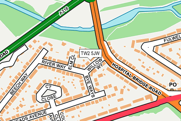 TW2 5JW map - OS OpenMap – Local (Ordnance Survey)