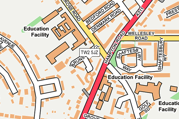 TW2 5JZ map - OS OpenMap – Local (Ordnance Survey)