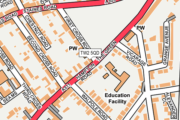 TW2 5QD map - OS OpenMap – Local (Ordnance Survey)
