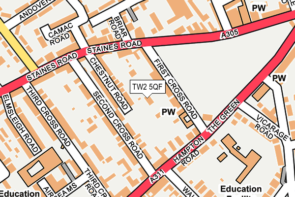 TW2 5QF map - OS OpenMap – Local (Ordnance Survey)