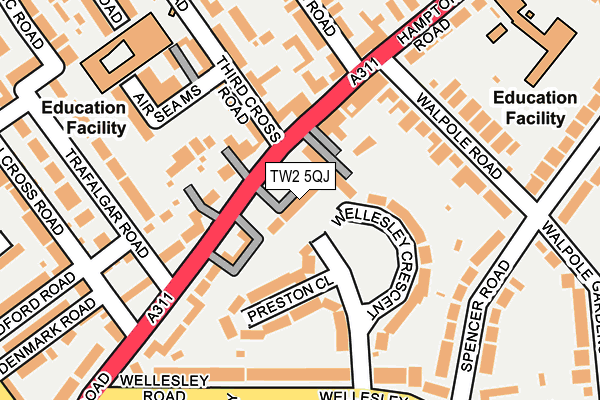 TW2 5QJ map - OS OpenMap – Local (Ordnance Survey)