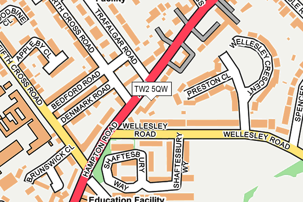 TW2 5QW map - OS OpenMap – Local (Ordnance Survey)
