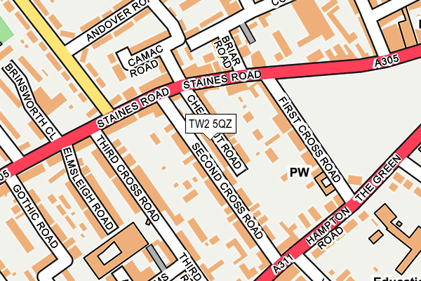 TW2 5QZ map - OS OpenMap – Local (Ordnance Survey)