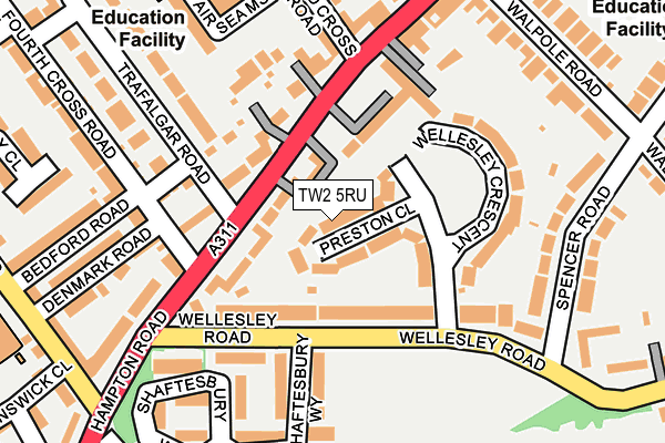 TW2 5RU map - OS OpenMap – Local (Ordnance Survey)