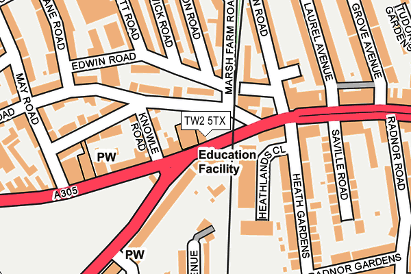 TW2 5TX map - OS OpenMap – Local (Ordnance Survey)