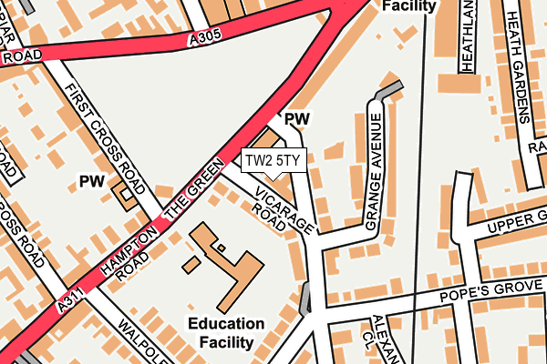 TW2 5TY map - OS OpenMap – Local (Ordnance Survey)