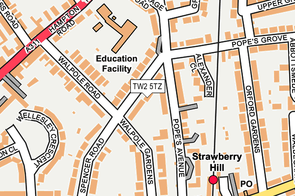 TW2 5TZ map - OS OpenMap – Local (Ordnance Survey)