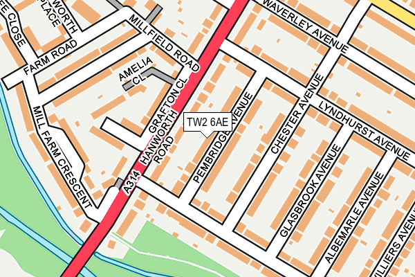 TW2 6AE map - OS OpenMap – Local (Ordnance Survey)