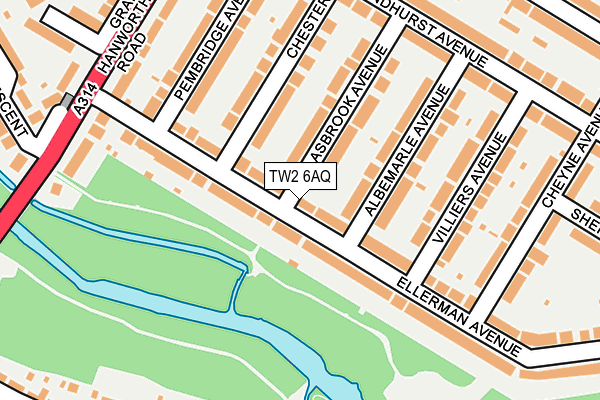 TW2 6AQ map - OS OpenMap – Local (Ordnance Survey)
