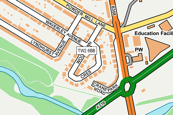 TW2 6BB map - OS OpenMap – Local (Ordnance Survey)