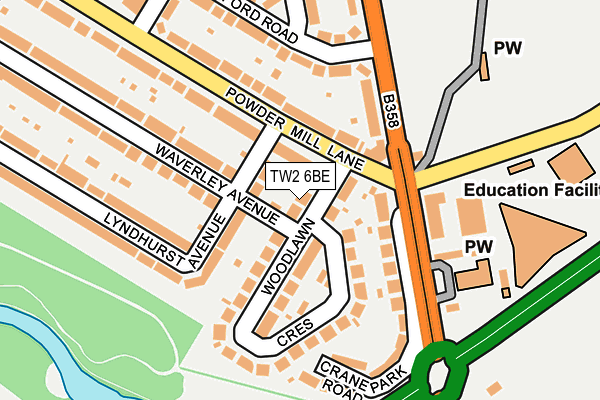 TW2 6BE map - OS OpenMap – Local (Ordnance Survey)