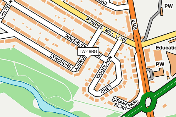 TW2 6BG map - OS OpenMap – Local (Ordnance Survey)