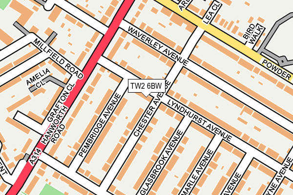 TW2 6BW map - OS OpenMap – Local (Ordnance Survey)