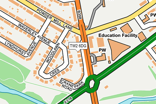 TW2 6DG map - OS OpenMap – Local (Ordnance Survey)