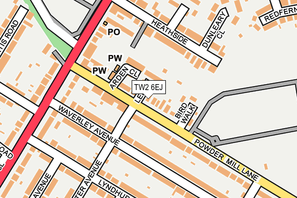 TW2 6EJ map - OS OpenMap – Local (Ordnance Survey)