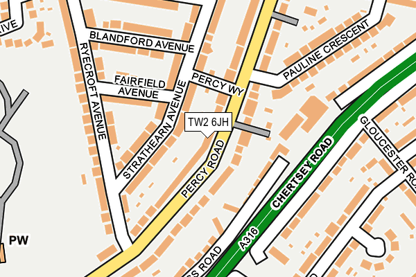 TW2 6JH map - OS OpenMap – Local (Ordnance Survey)