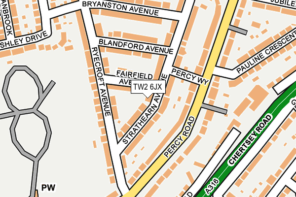 TW2 6JX map - OS OpenMap – Local (Ordnance Survey)