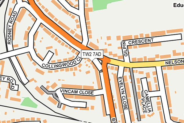 TW2 7AD map - OS OpenMap – Local (Ordnance Survey)
