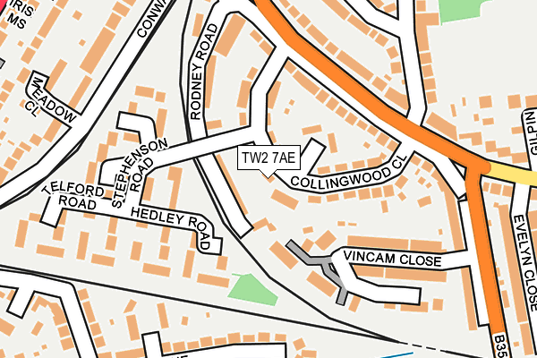 TW2 7AE map - OS OpenMap – Local (Ordnance Survey)