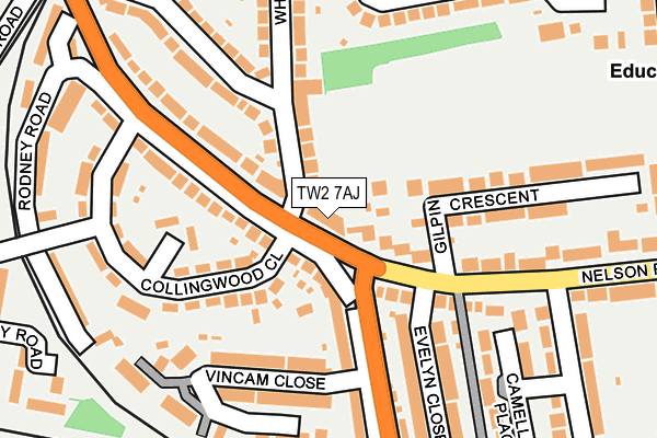 TW2 7AJ map - OS OpenMap – Local (Ordnance Survey)