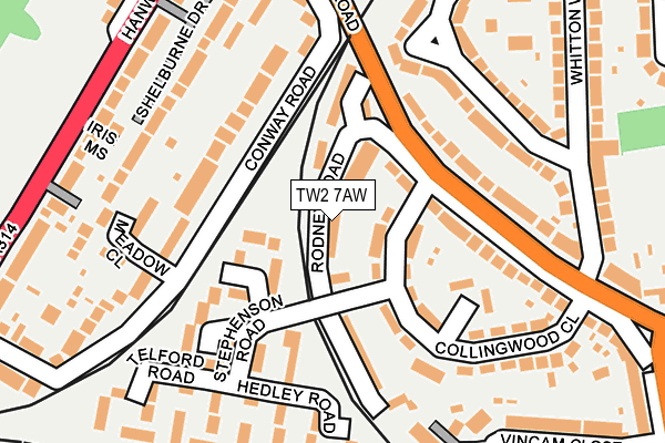 TW2 7AW map - OS OpenMap – Local (Ordnance Survey)